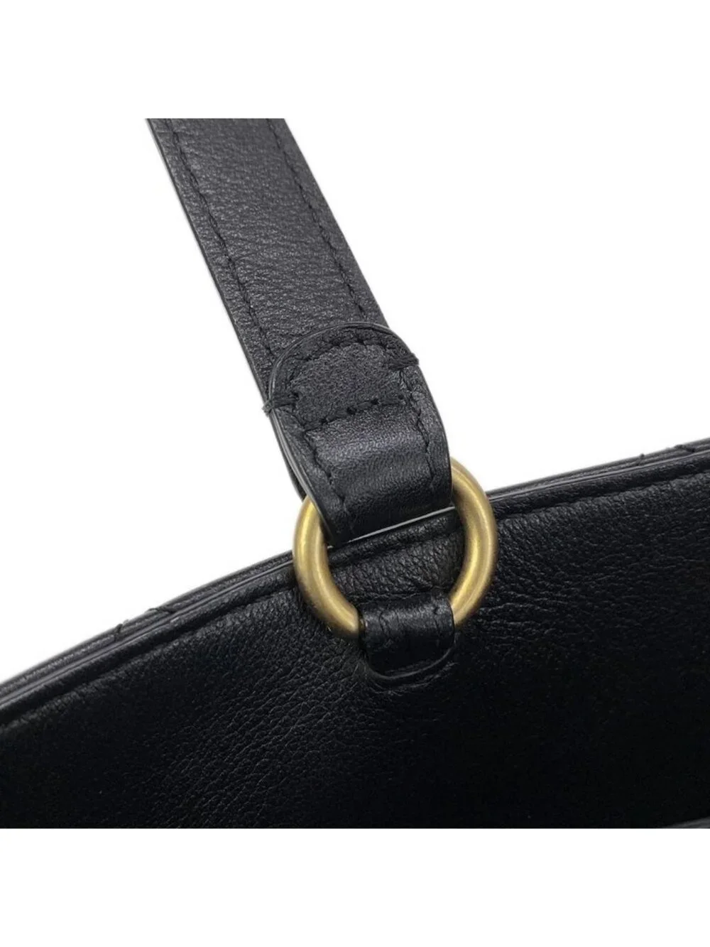 Chanel Tote Quilted Black Metal Vintage Gold